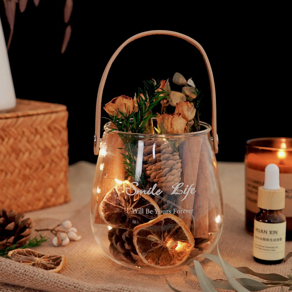Glass Reed Diffuser Decoration | Dried Flower Aroma Diffuser Cup | Home Fragrance Decor