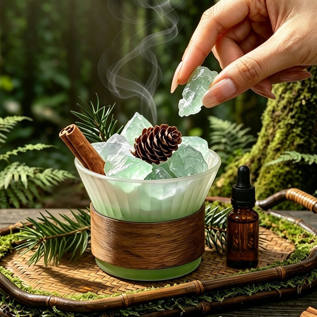 Green Crystal Stone Aroma Diffuser | Includes 10ml Fragrance Oil | Decorative Home Fragrance Diffuser