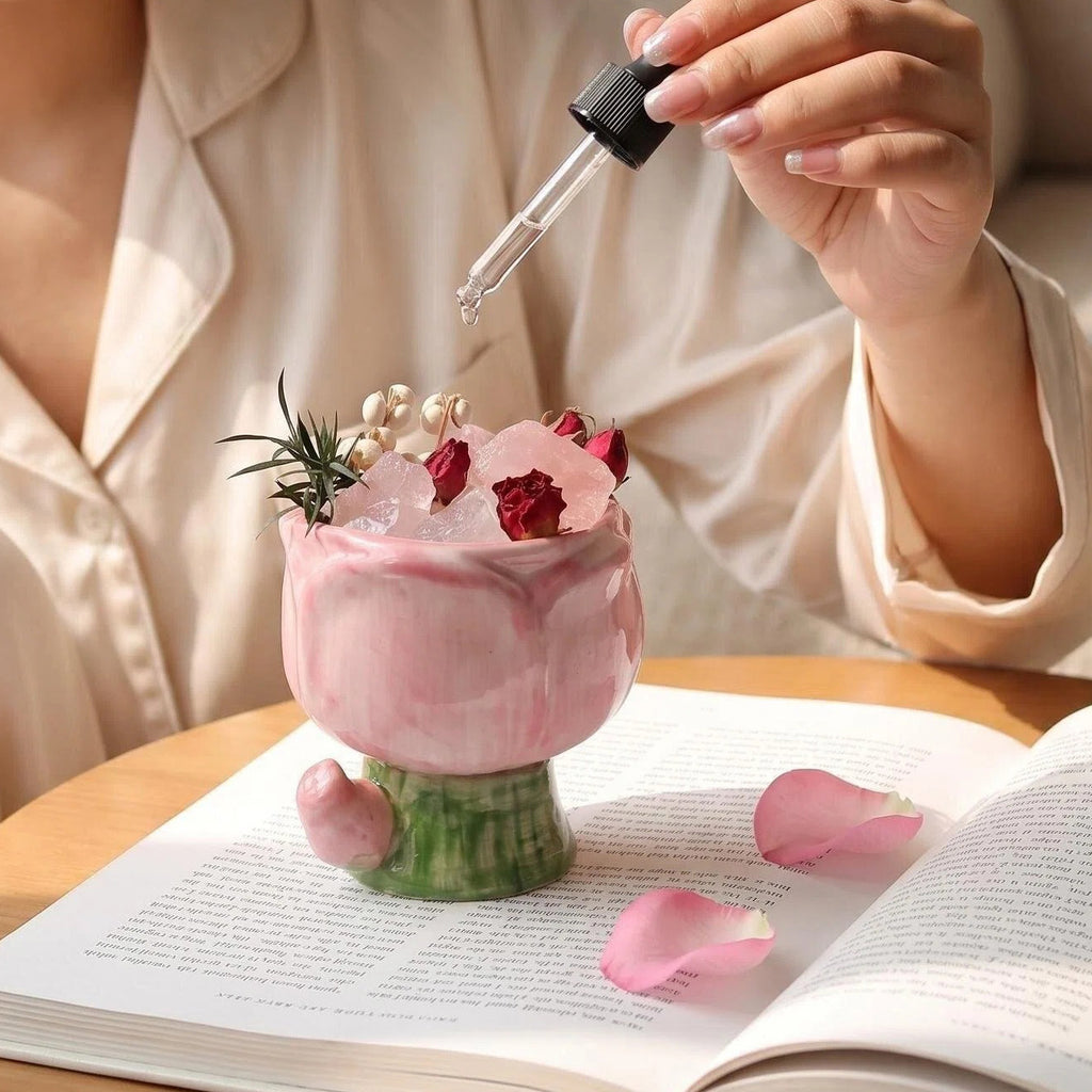 Flower Salt Crystal Aroma Diffuser | Includes 10ml Fragrance Oil | Ceramic Home Fragrance Decor
