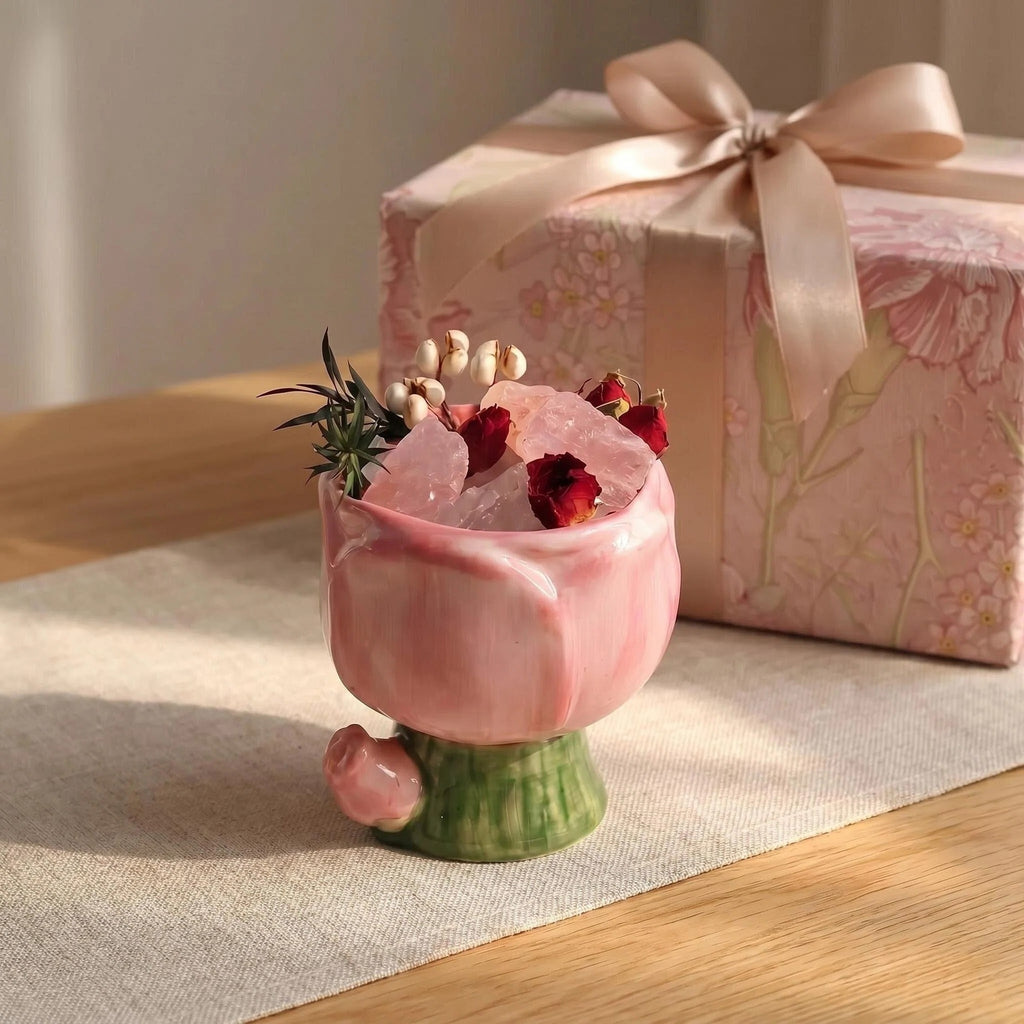 Flower Salt Crystal Aroma Diffuser | Includes 10ml Fragrance Oil | Ceramic Home Fragrance Decor