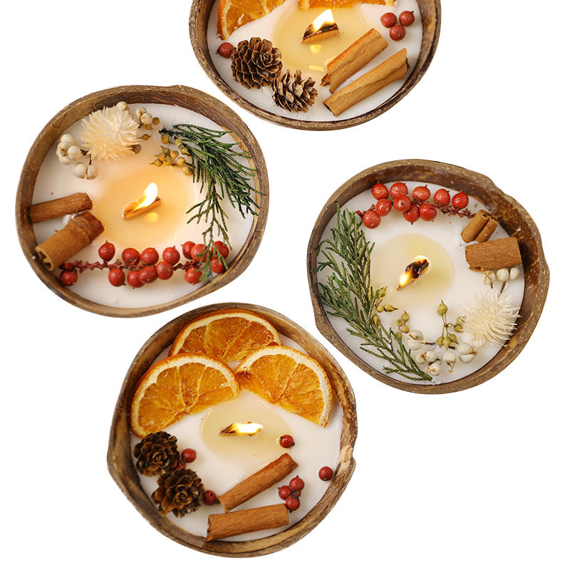 Coconut Bowl Scented Candle | English Pear & Freesia | Handmade Soy Wax Candle