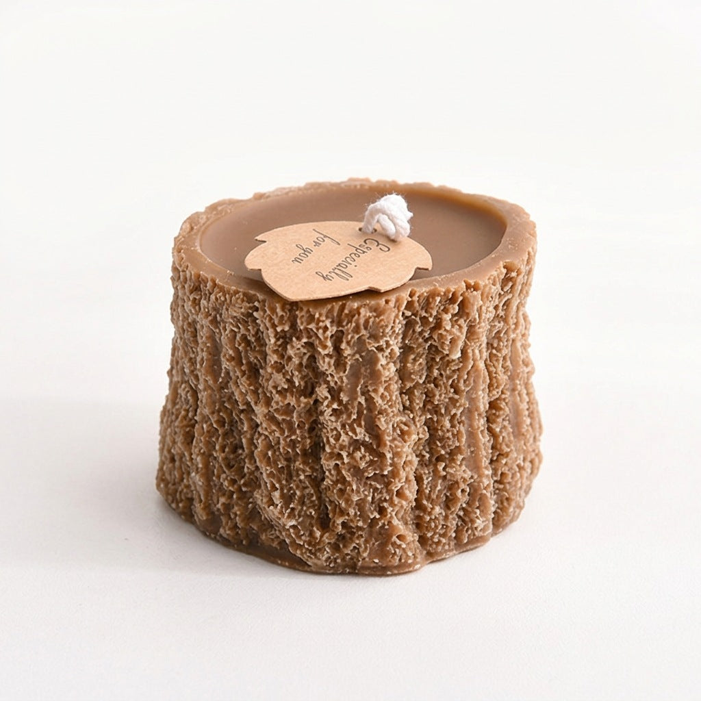 Tree Stump Scented Candle | Decorative Home Fragrance Candle | Brown Handmade Candle