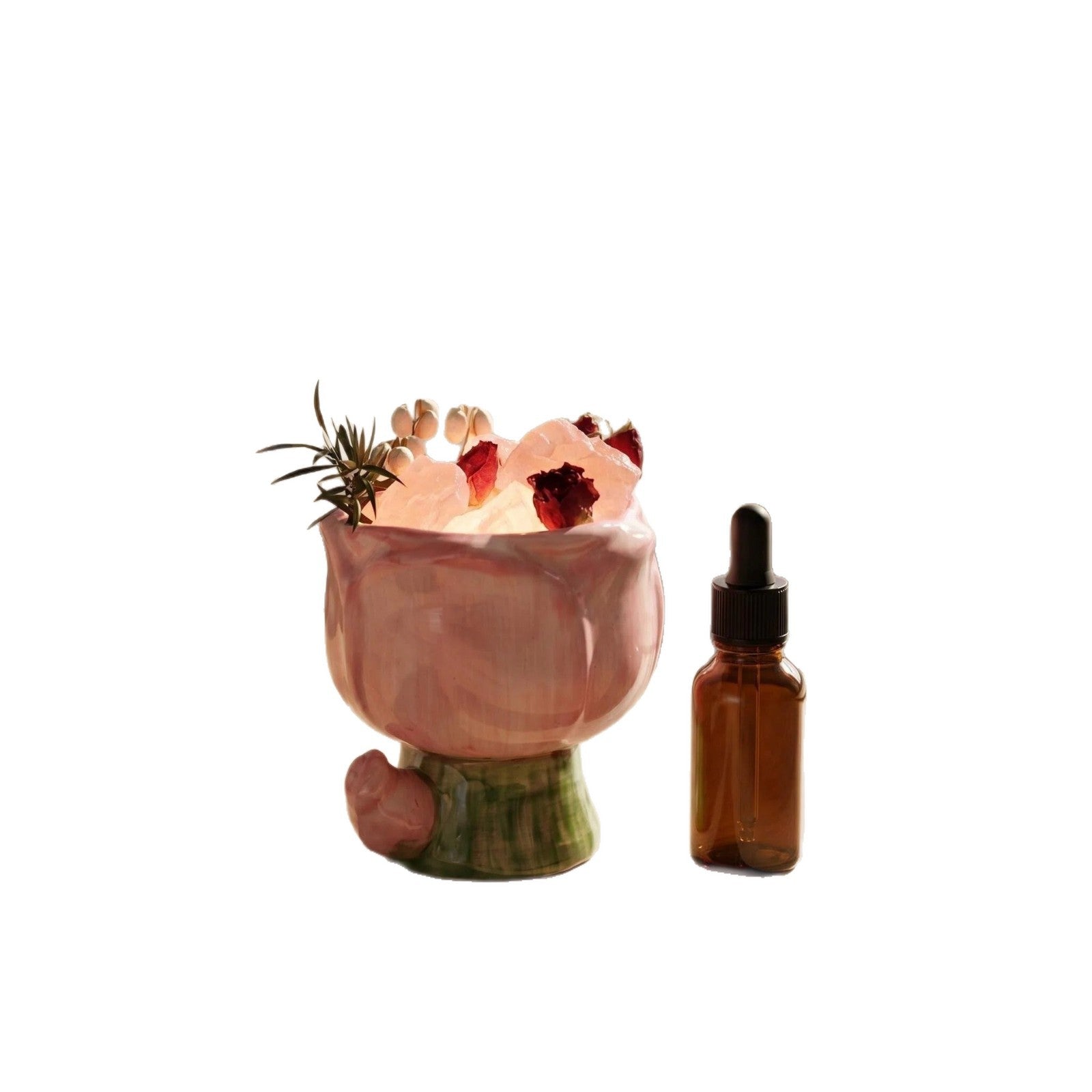 Flower Salt Crystal Aroma Diffuser | Includes 10ml Fragrance Oil | Ceramic Home Fragrance Decor