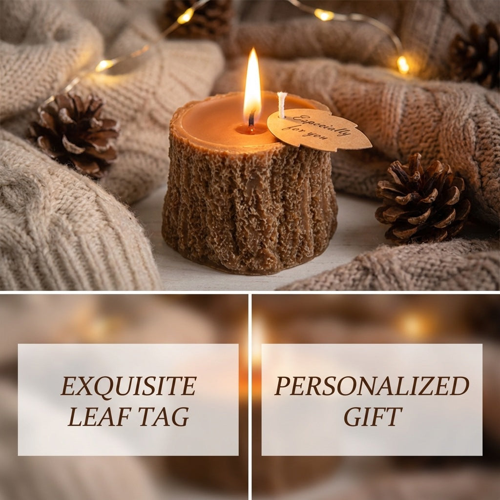 Tree Stump Scented Candle | Decorative Home Fragrance Candle | Brown Handmade Candle