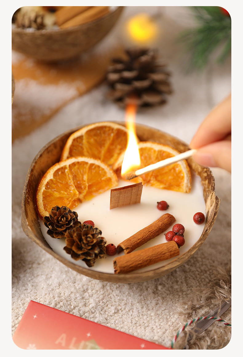 Coconut Bowl Scented Candle | English Pear & Freesia | Handmade Soy Wax Candle