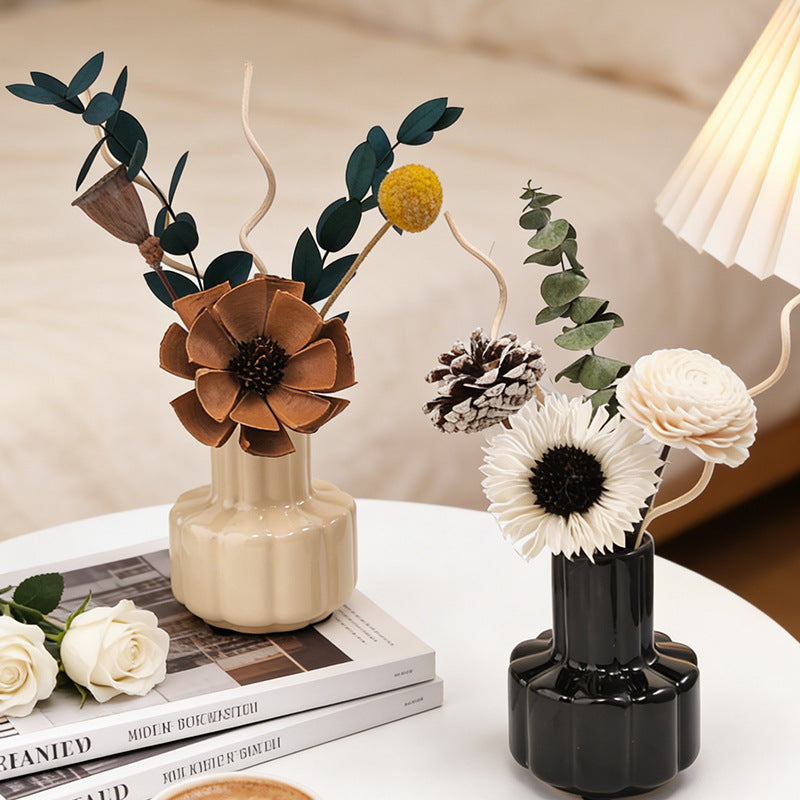 Ceramic Flower Reed Diffuser Set | Includes 60ml Fragrance Oil | Home Fragrance Decor