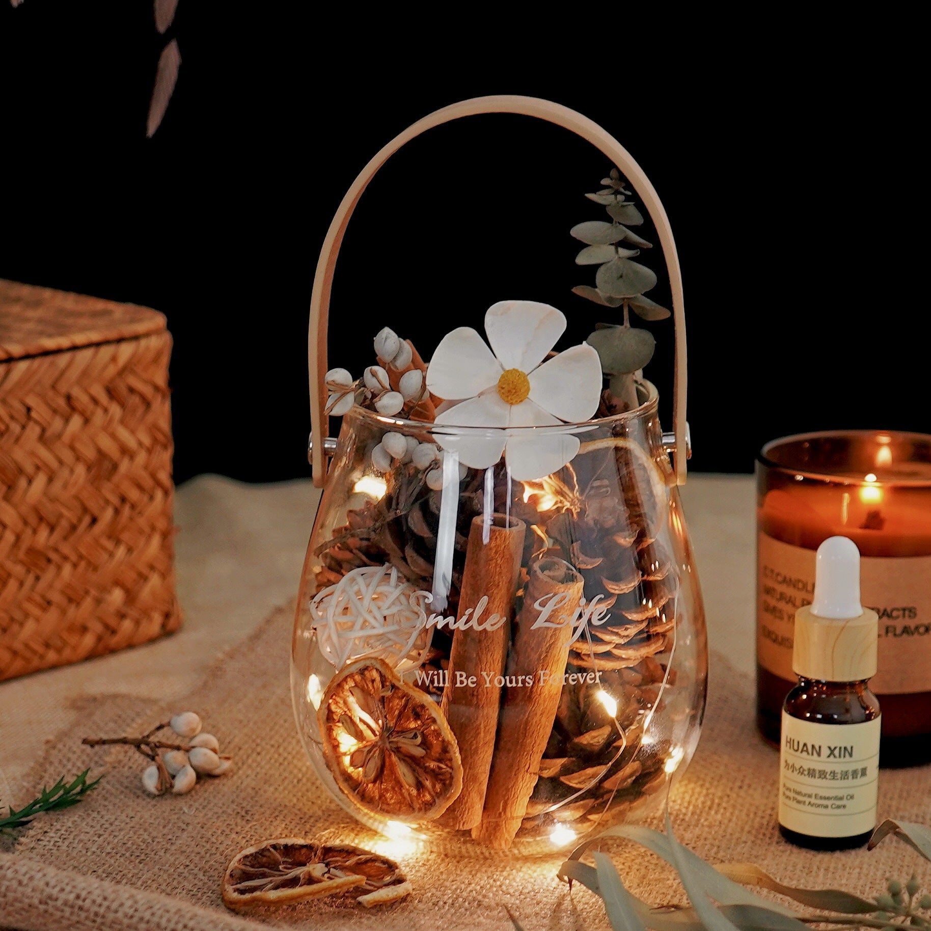 Glass Reed Diffuser Decoration | Dried Flower Aroma Diffuser Cup | Home Fragrance Decor