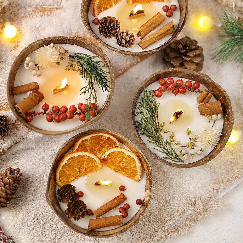 Coconut Bowl Scented Candle | English Pear & Freesia | Handmade Soy Wax Candle