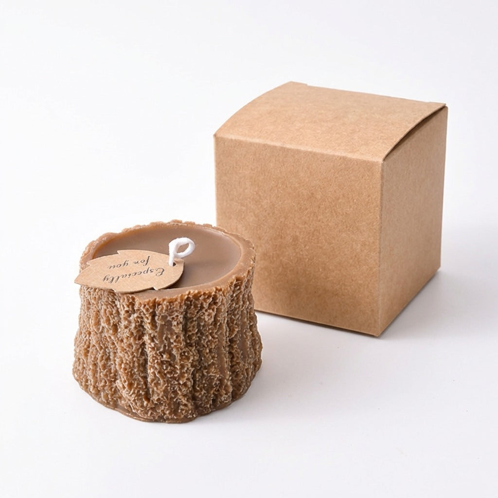 Tree Stump Scented Candle | Decorative Home Fragrance Candle | Brown Handmade Candle