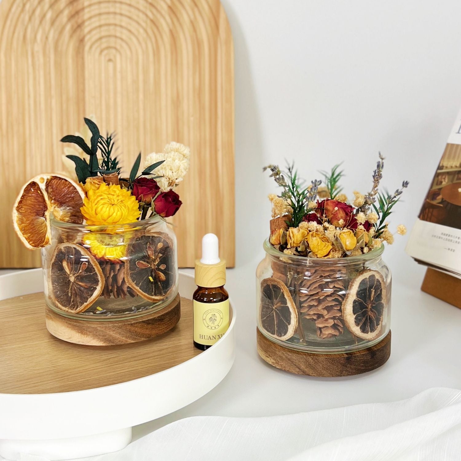 Dried Flower Reed Diffuser | Glass Aroma Diffuser with 10ml Fragrance Oil | Home Fragrance Decor