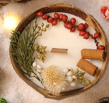 Coconut Bowl Scented Candle | English Pear & Freesia | Handmade Soy Wax Candle